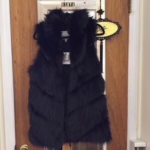 Black fur vest